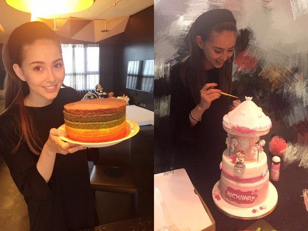 昆凌自制翻糖蛋糕