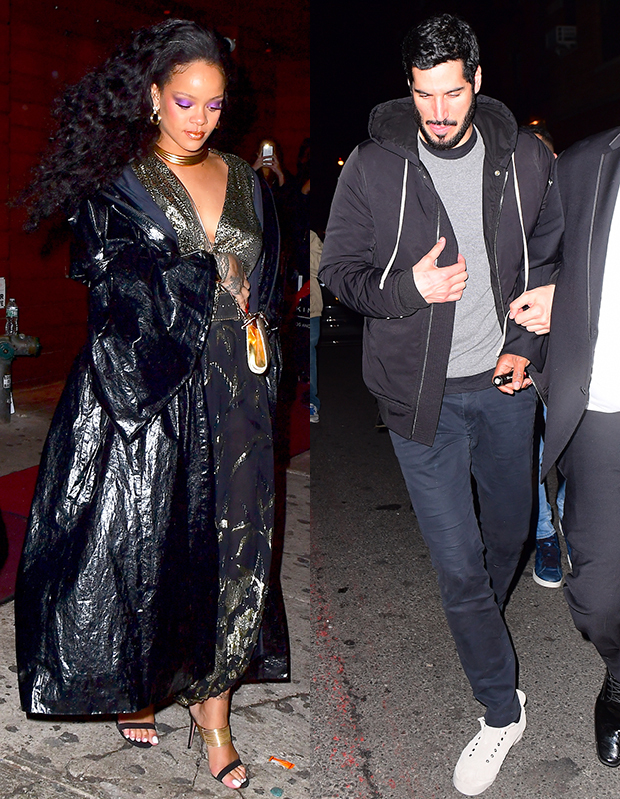 格莱美后蕾哈娜与男友夜店开趴透视长裙野性十足