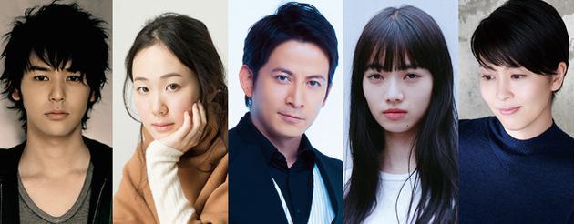 《来了》演员，左起妻夫木聪、黑木华、冈田准一、小松菜奈、松隆子