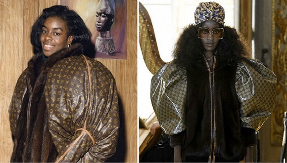 左为Dapper Dan在1980年代的设计，右为Gucci 2018早春度假系列 图片来源：Highsnobiety