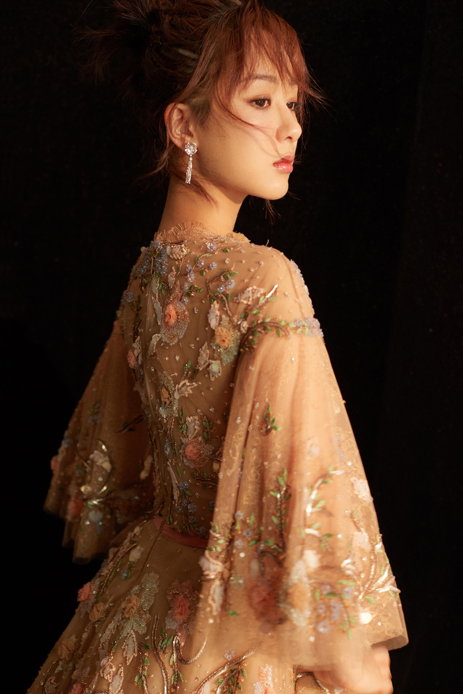 2018微博之夜红毯辣评:杨紫裸色刺绣纱裙仙气飘飘