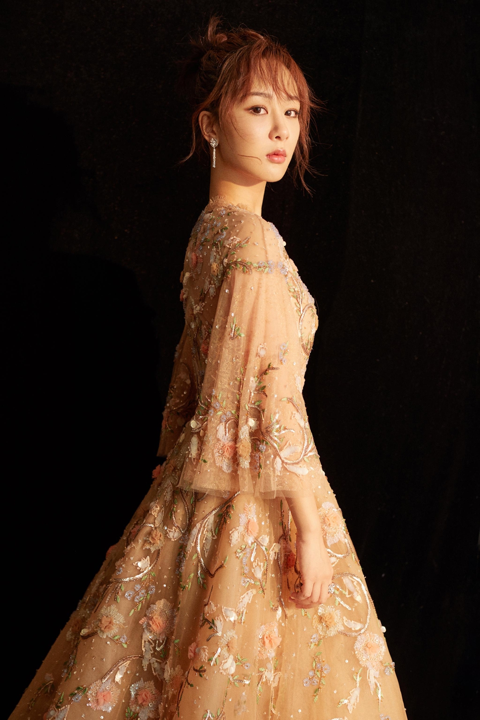 2018微博之夜红毯辣评:杨紫裸色刺绣纱裙仙气飘飘