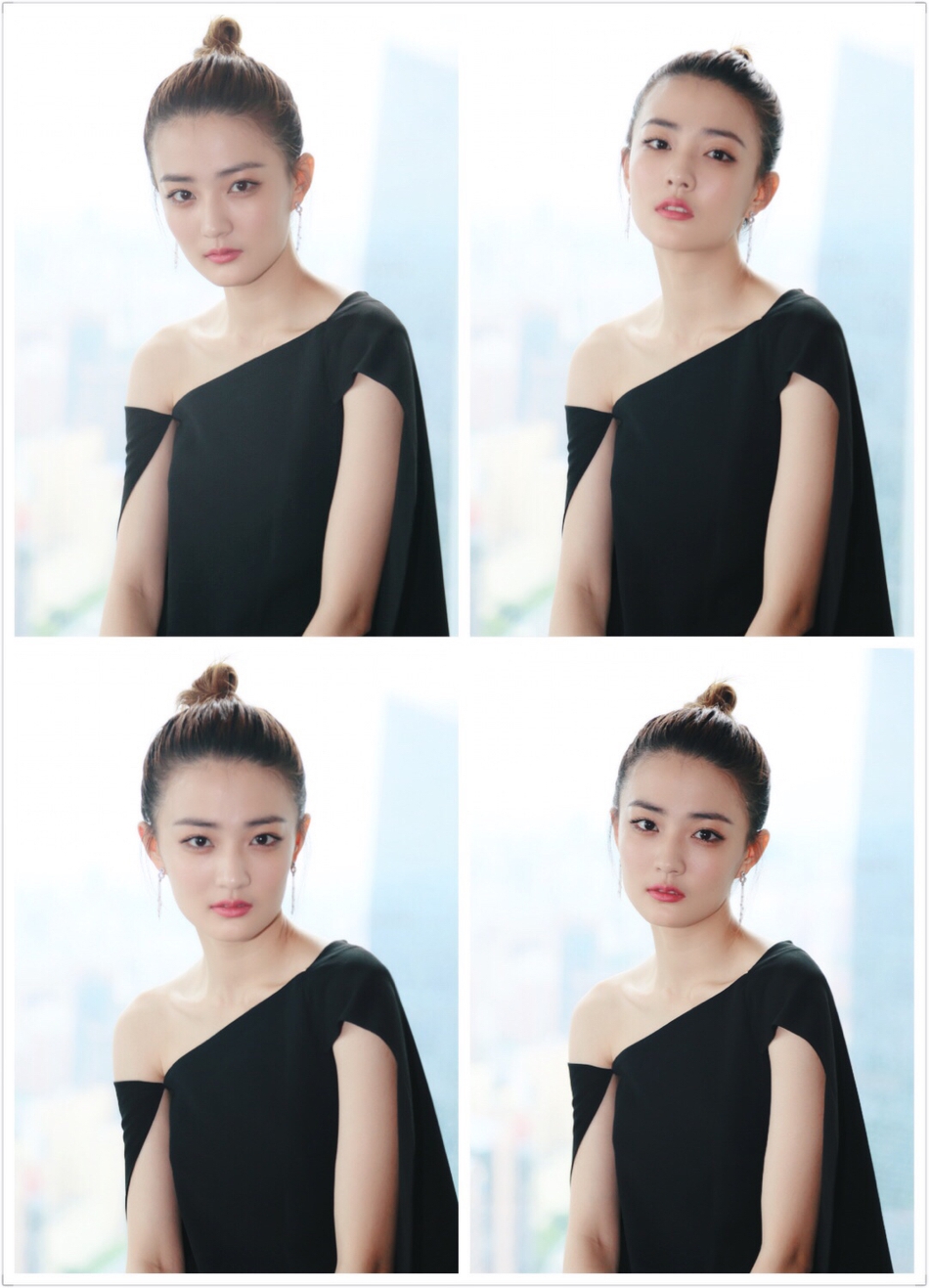 《风声》发布会,配经典丸子头,时髦又不失俏皮,整体穿搭显温雅含蓄之