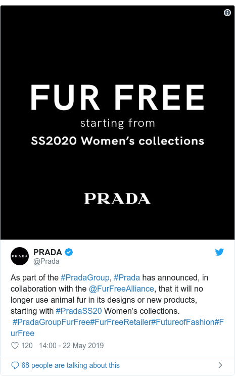 Prada将从2020年春夏系列起不再使用动物皮草_手机新浪网