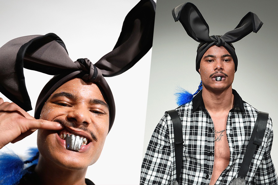 bobby abley伦敦男装周秀场来了一位"兔男郎"