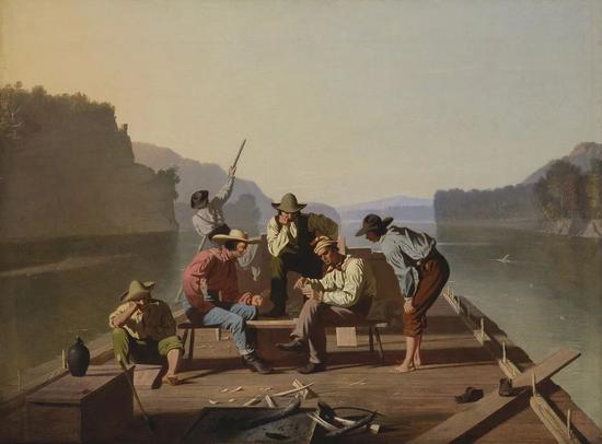 《玩牌的伐工》，乔治·迦勒宾·宾汉姆，1847