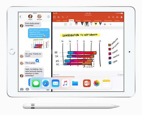 iOS 11 拥有多任务处理等强大功能，让iPad 的表现更加出色。
