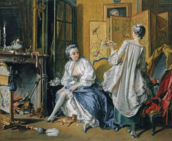 François Boucher《La Toilette》（1742）展示的中式屏风