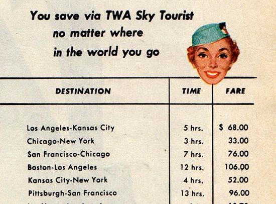 1958年时的单程机票价格