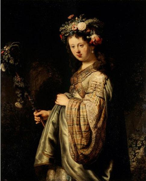 17世纪时，伦勃朗将鲜花和女神画在一起