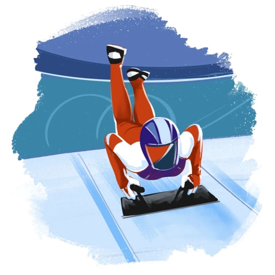 这是一种俯式的冰橇,由运动员俯卧在钢架雪车上完成比赛