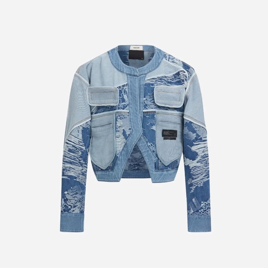 Haizhen Wang 2022 Autumn/Winter Collection Jacquard Patchwork Double Sided Denim Jacket