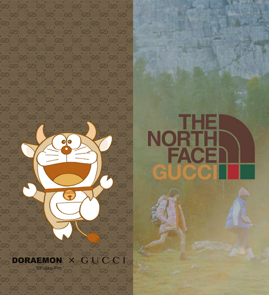 Gucci 与 The North Face、哆啦 A 梦联名系列壁纸