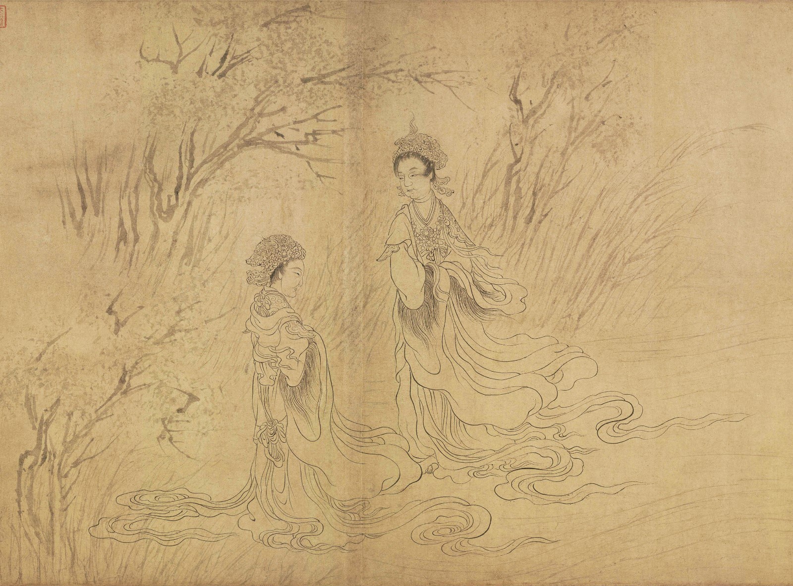 鉴赏| 历代名家笔下的"湘君""湘夫人"|文徵明|湘君湘夫人图_新浪时尚
