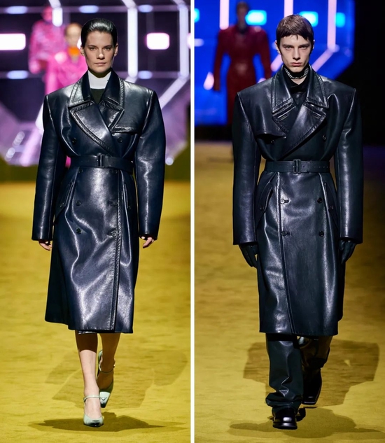 左：PRADA 2022秋冬女装，右：PRADA 2022秋冬男装