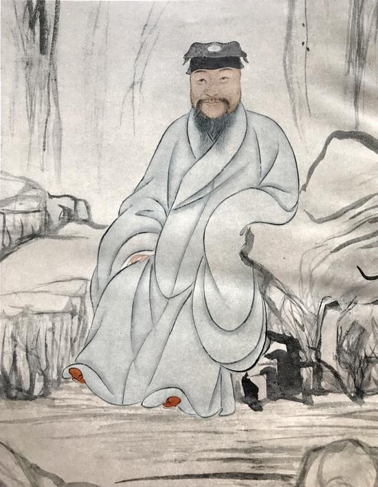  明《顾梦游像》（局部），曾鲸写照、张飌补景，南京博物院藏