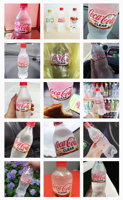 Instagram 上，背景各异的透明可乐照片