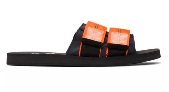 Off-White Black & Orange Industrial Slides $317