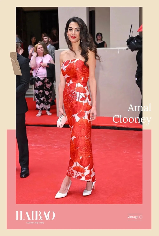  Amal Clooney 身穿 vintage 印花裙