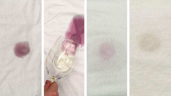 用白葡萄酒去除红酒渍(图片来源:VinePair)