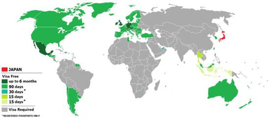 目前已经与日本签署免签证协议的国家