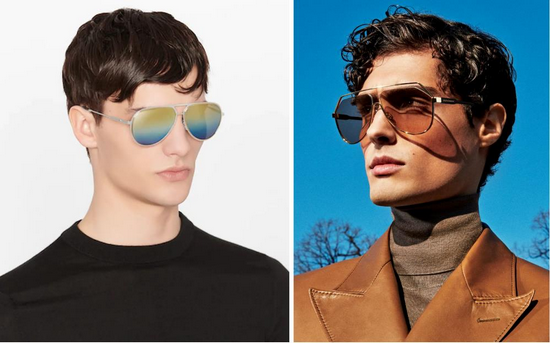 左：Dior银色和金色镜面飞行员太阳镜 　　右：Dolce &Gabbana LESS IS CHIC 飞行员款太阳镜