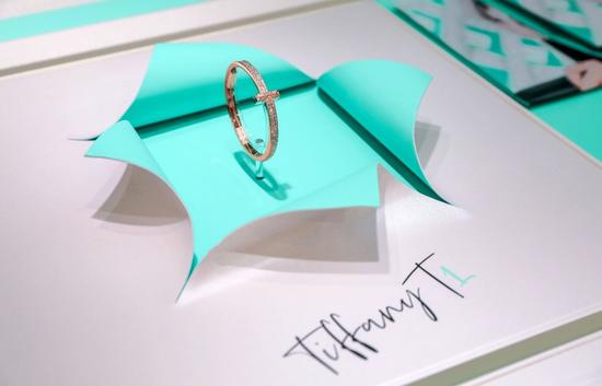 Tiffany & Co.蒂芙尼T1系列18K玫瑰金镶钻宽式手镯