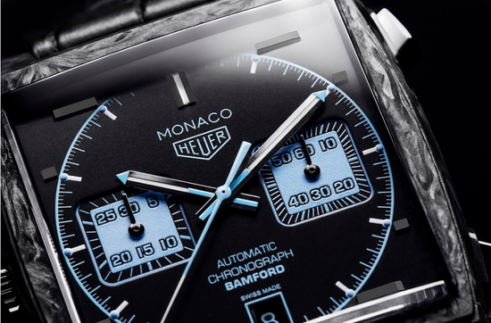 TAG Heuer泰格豪雅于2018年巴塞尔表展上推出首款于Bamford合作的摩纳哥系列腕表