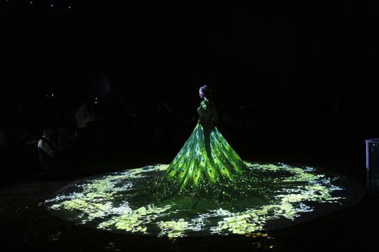 保利洲际系婚礼婚纱投影孔雀