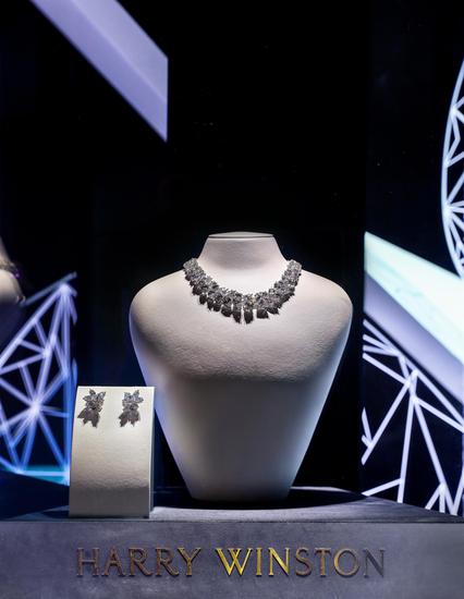 海瑞温斯顿经典锦簇Winston Cluster高级珠宝系列钻石项链、耳环