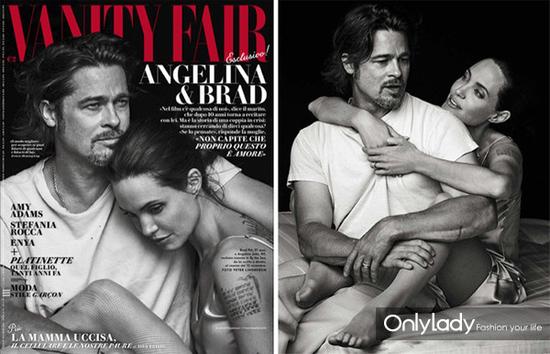 安吉丽娜·朱莉和老公布拉德·皮特一同登上《vanity fair》杂志封面