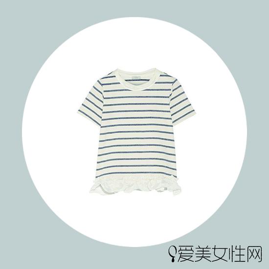 CLU 缎布边饰条纹棉质混纺平纹针织 T 恤$289