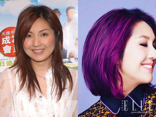 香港紫色头发女明星图片