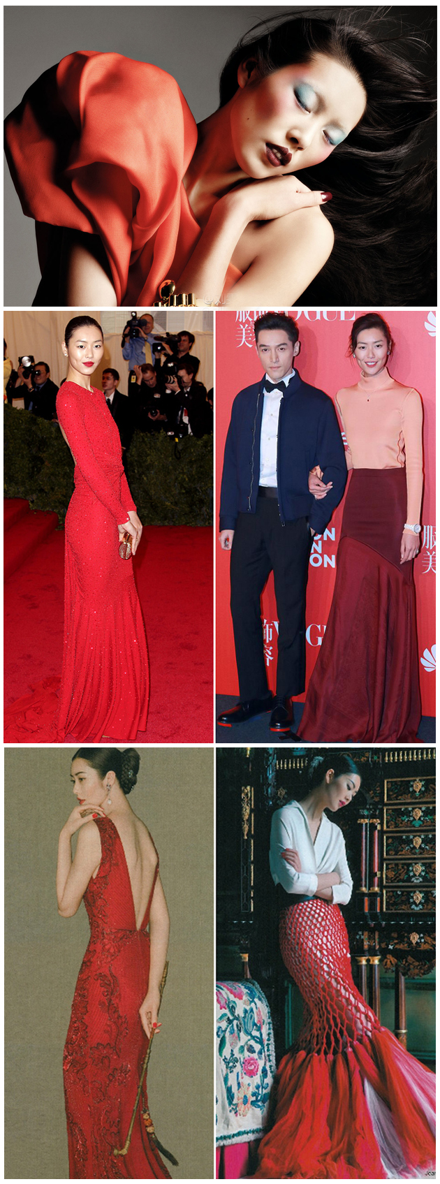刘雯经典红裙造型