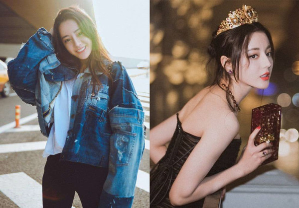 迪丽热巴浓淡妆对比