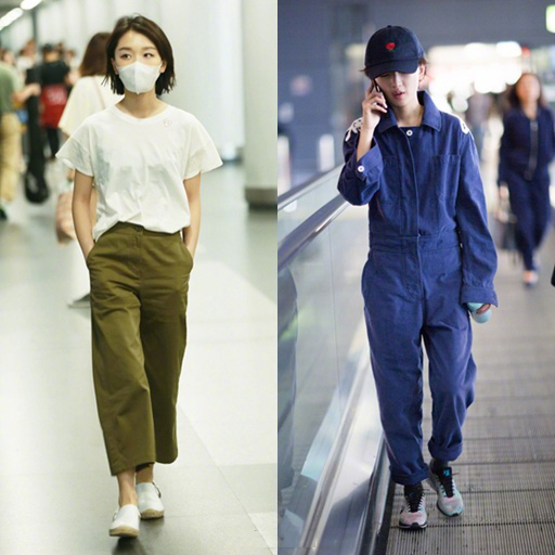 女明星穿工装裤街拍