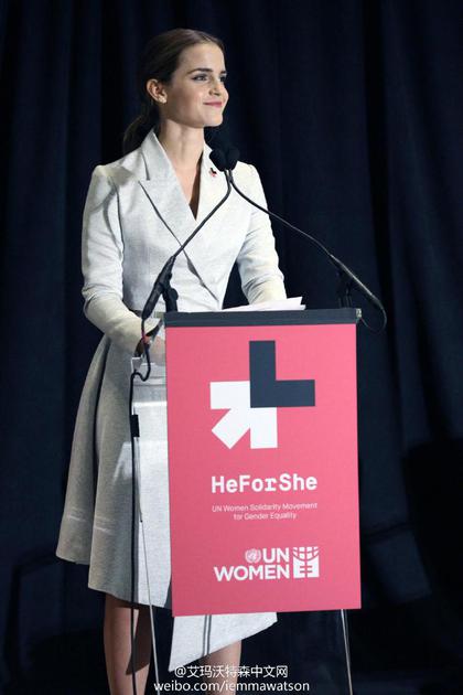 2014年9月20日艾玛沃特森在纽约联合国总部出席#HeForShe#启动仪式并发表演说