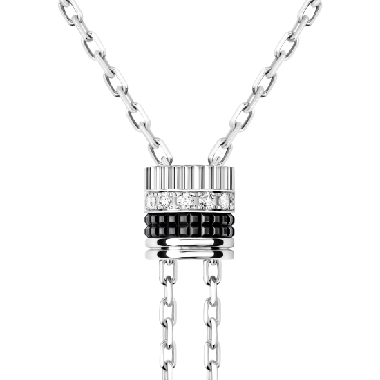 Quatre Black系列长项链，小型款，铺镶钻石，白金与黑色PVD镀层
