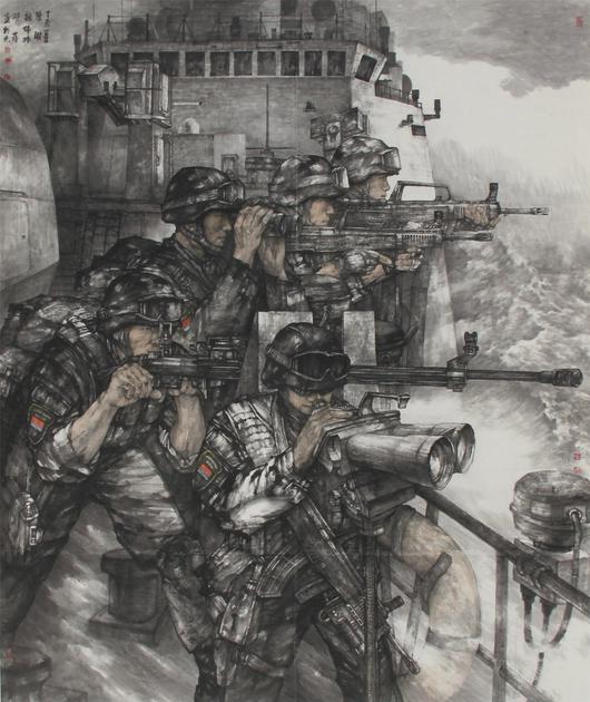 《亚丁湾--中国海军》(合作)200×240cm 2017年