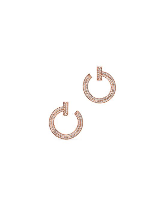 tiffany&co. 蒂芙尼 t1系列18k玫瑰金 镶钻耳环