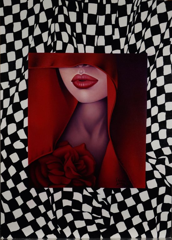 卡塔琳·内梅西《热情红》，木板油画，70×50.5cm，2022年