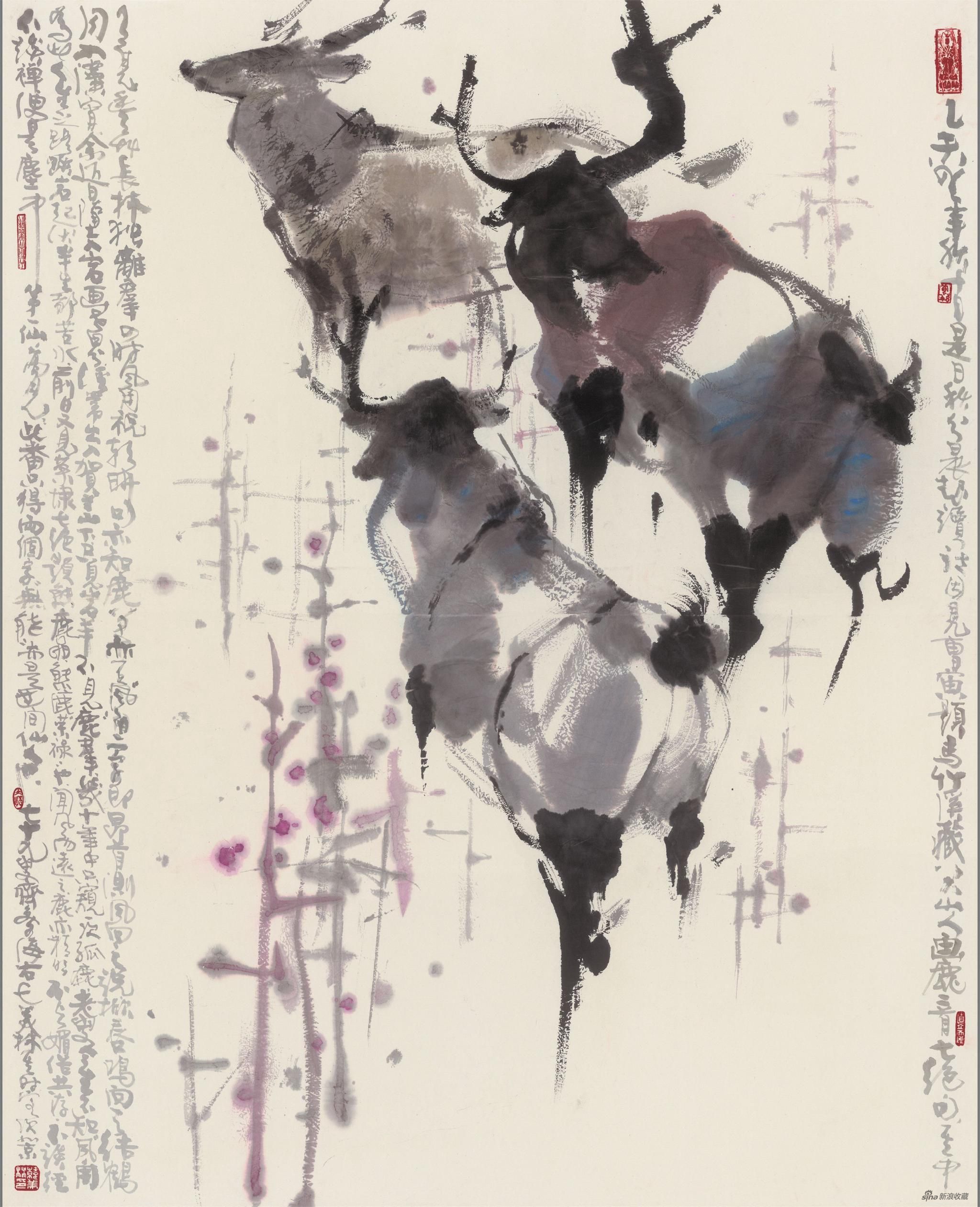 绘画：《春鹿图》， 190x152cm， 2015年