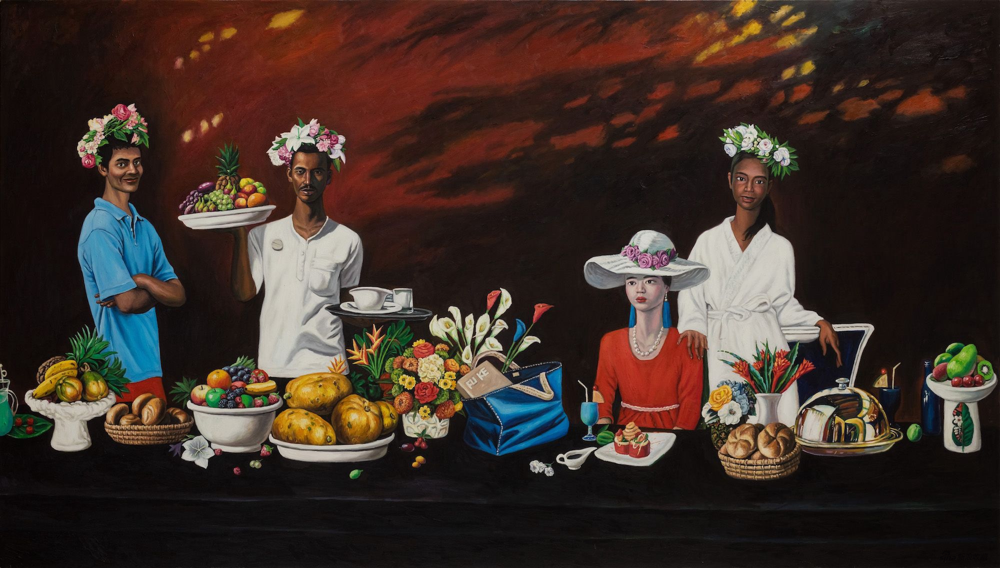 《曼谷的夏天(左)》,布面油画,230×400 cm,2019