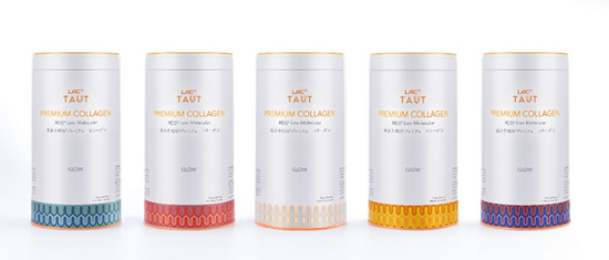 LAC利维喜Taut®回原胶原蛋白粉,RMB 369/罐(每罐2.5g*28条) (从左至右分别为:靛青优雅、绯红热情、醇白浪漫、橙黄活力、青紫神秘)