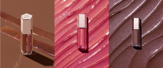 Fenty Beauty星尘流光唇釉家族全新色号：HOT CHOCOLIT FANTASY星尘热可可、PINK DRAGONFLY星尘蜻蜓粉、ROSE AMBER琥珀瑰棕