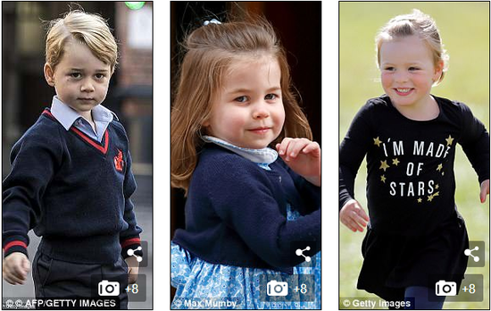 哈里和梅根婚礼的花童将由乔治小王子（左）、夏洛特小公主（中）以及米娅小公主（右）担当
