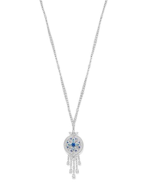 海瑞温斯顿绮隐Secret Wonder高级珠宝系列钻石、蓝宝石与海蓝宝石坠链（反面）