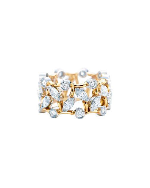 Tiffany & Co. 蒂芙尼Schlumberger系列18K黄金镶钻戒指