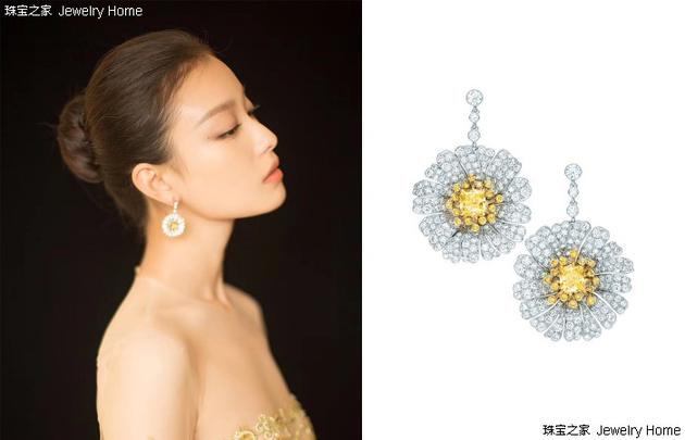 Tiffany & Co。 蒂芙尼黄钻系列雏菊耳环，铂金，18K黄金，白钻和黄钻