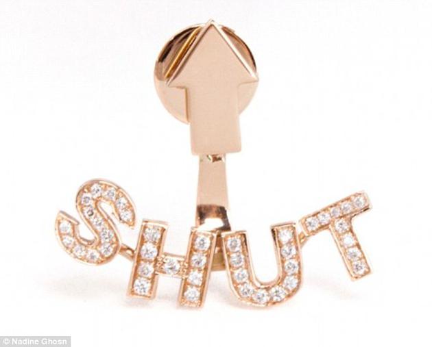 Nadine Gohsn“Shut Up”耳饰，材质：18K玫瑰金、钻石